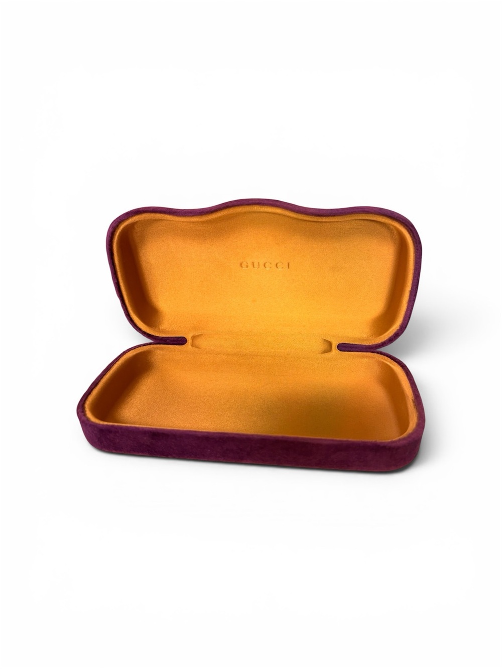 Gucci Velvet Eyewear Case in Plum and Mustard